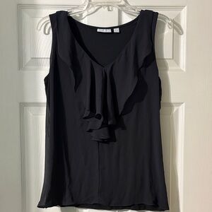 New York & Company Black Ruffle Sleeveless Blouse